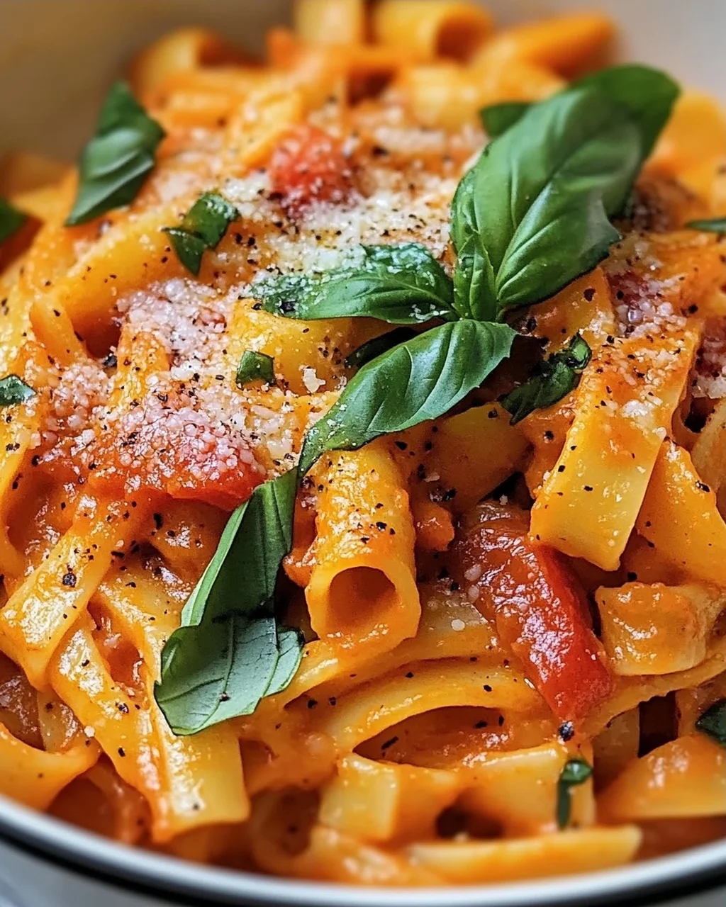 Cremige geröstete Paprika-Pasta für eine schnelle Freude