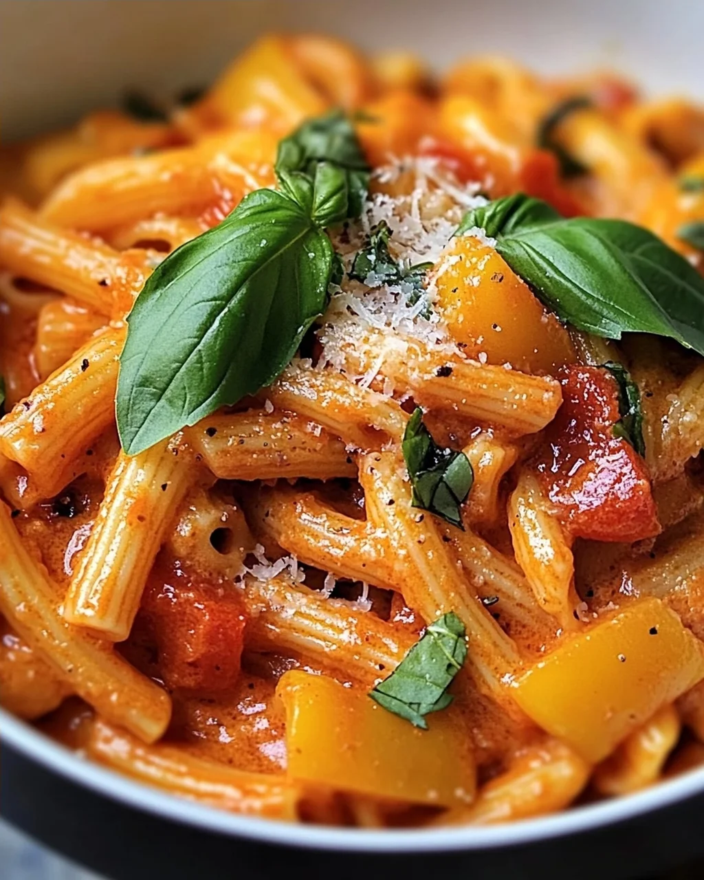 Cremige geröstete Paprika-Pasta für eine schnelle Freude