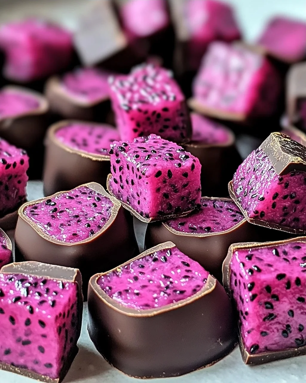 Dunkle Schokolade Drachenfrucht Kokosnuss Snacks