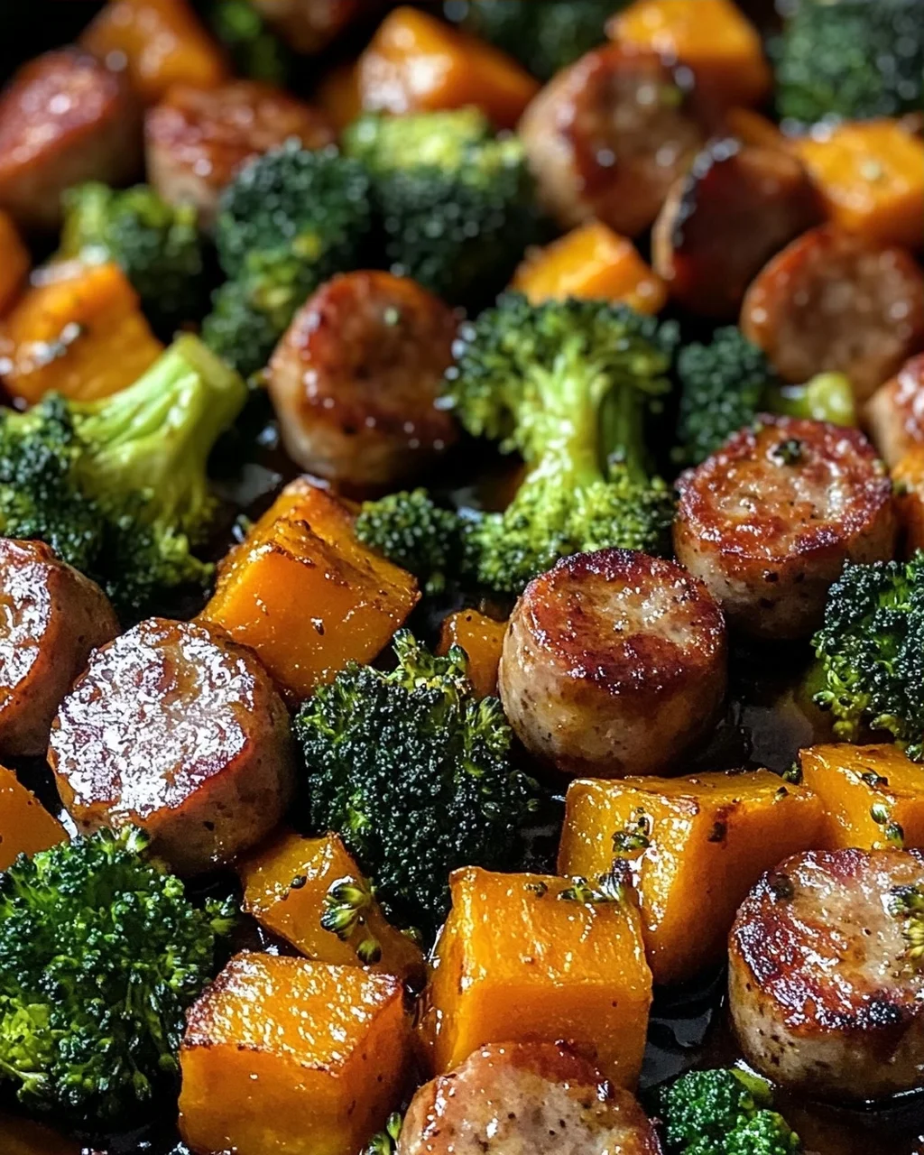 Honig Knoblauch Wurst und Süßkartoffel-Pfanne