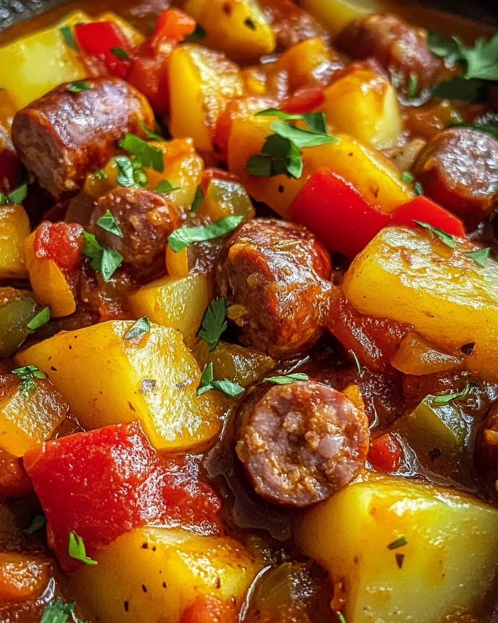 Kartoffelgulasch mit Würstchen