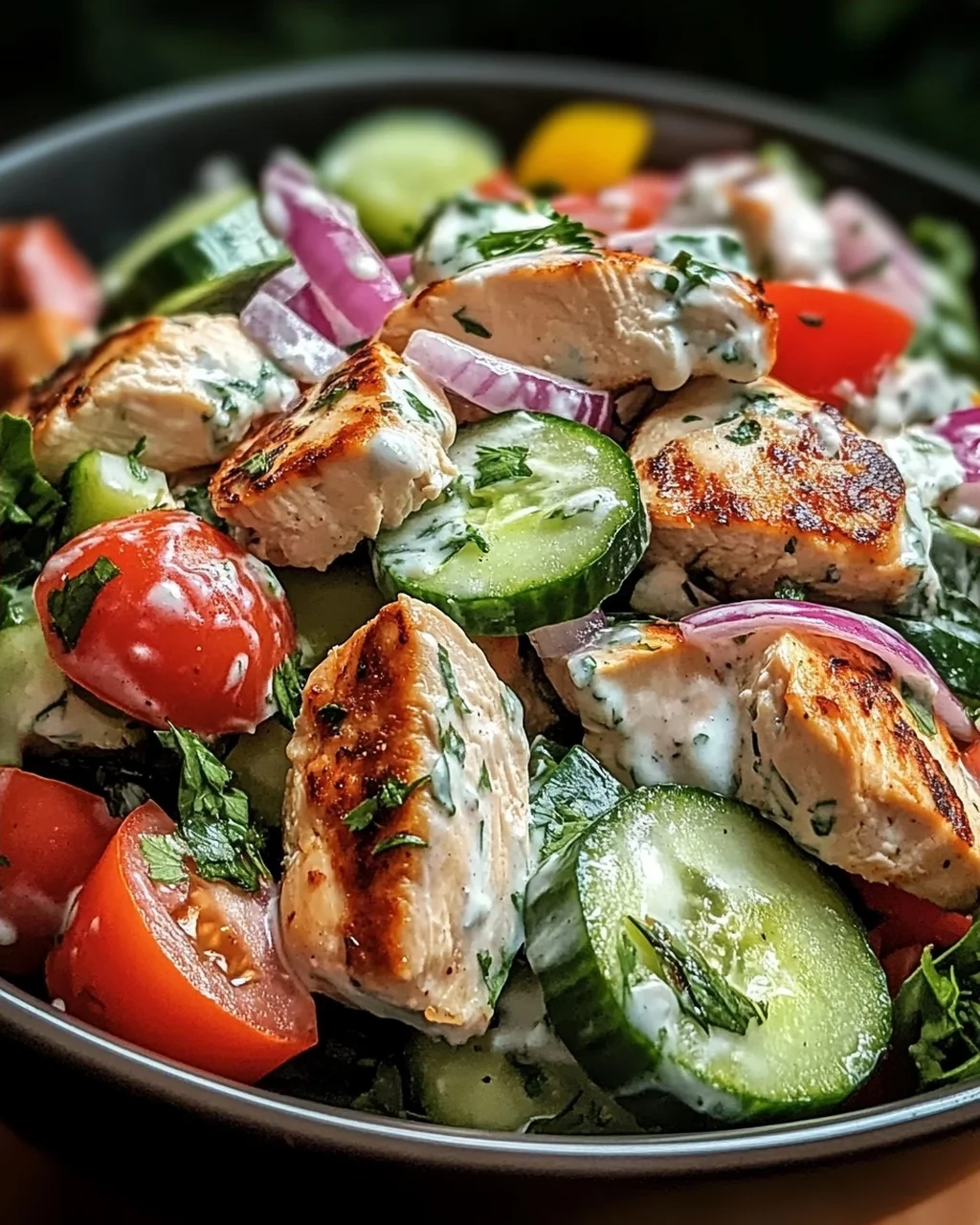 Mediterrane Köstlichkeit Tzatziki Hähnchensalat