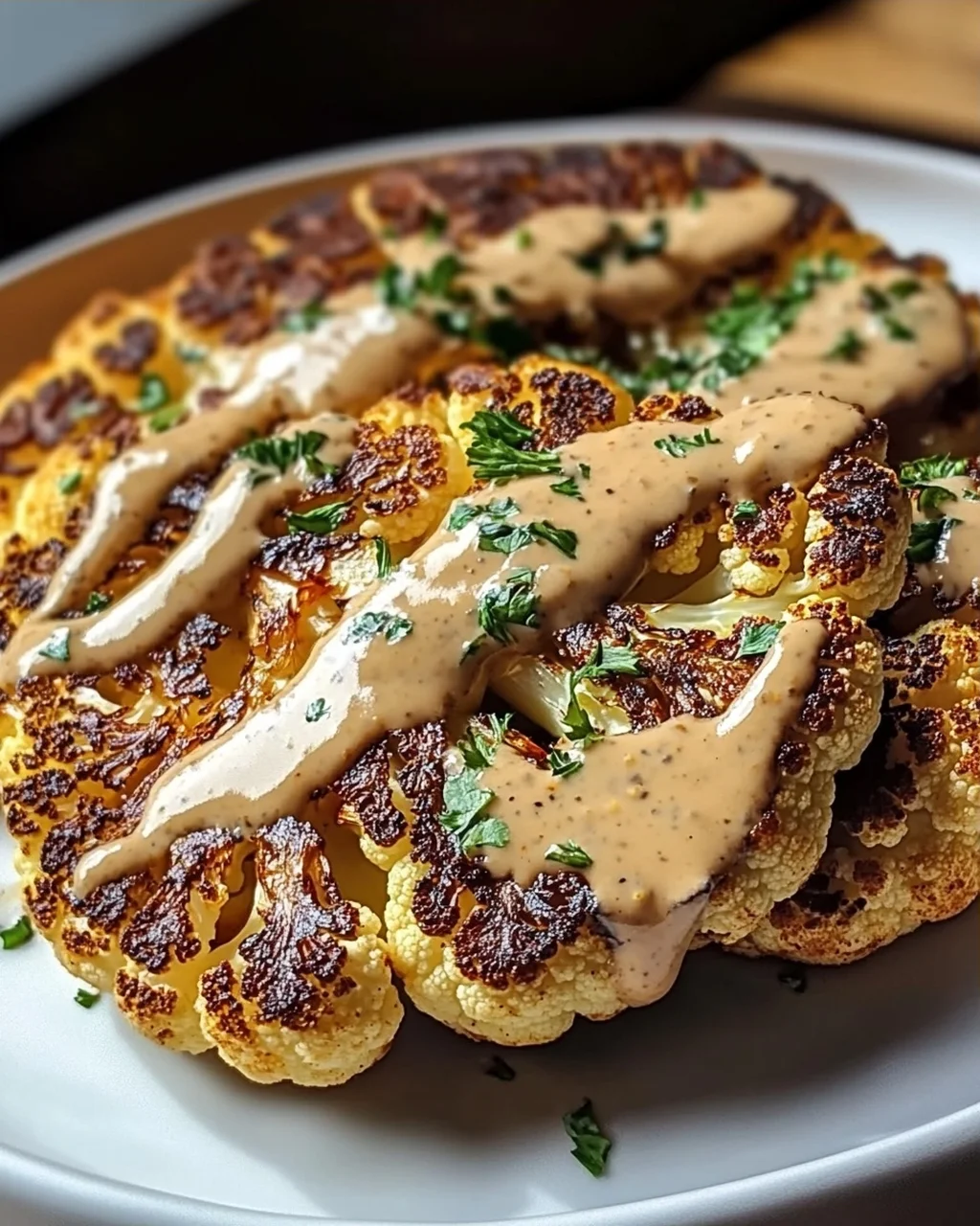 Blumenkohlsteak mit Pfefferrahmsauce