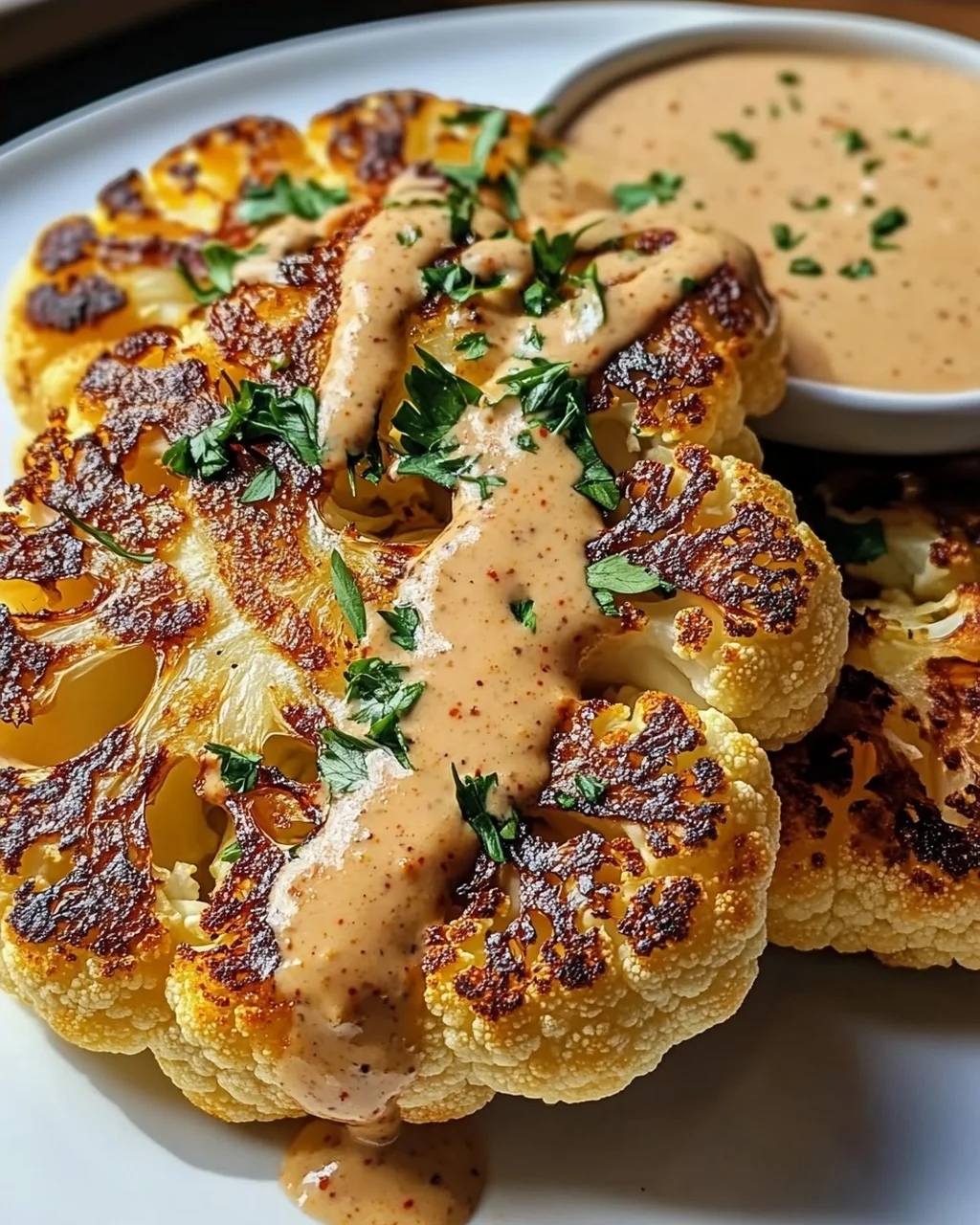 Blumenkohlsteak mit Pfefferrahmsauce