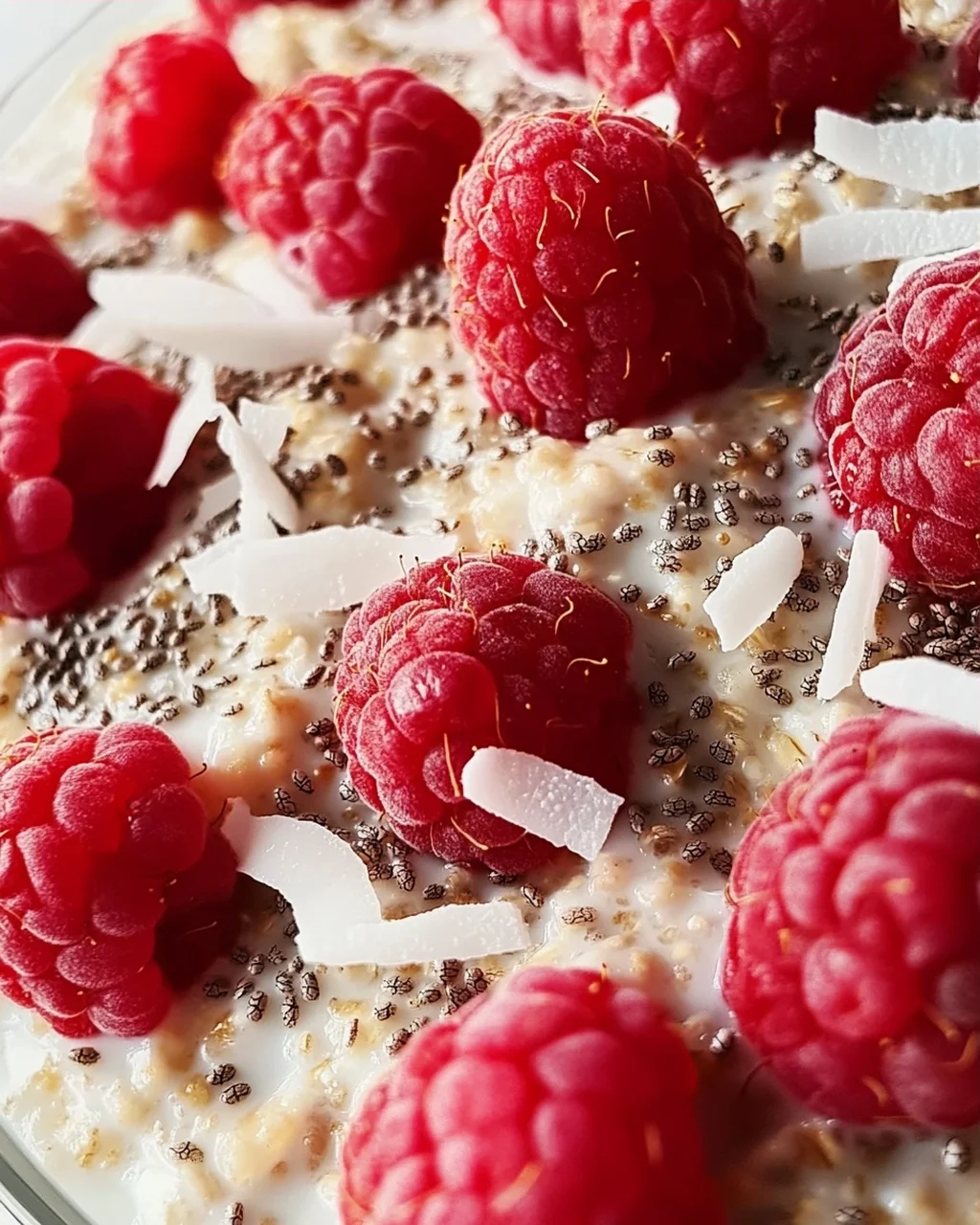 Chia Overnight Oats mit Himbeeren