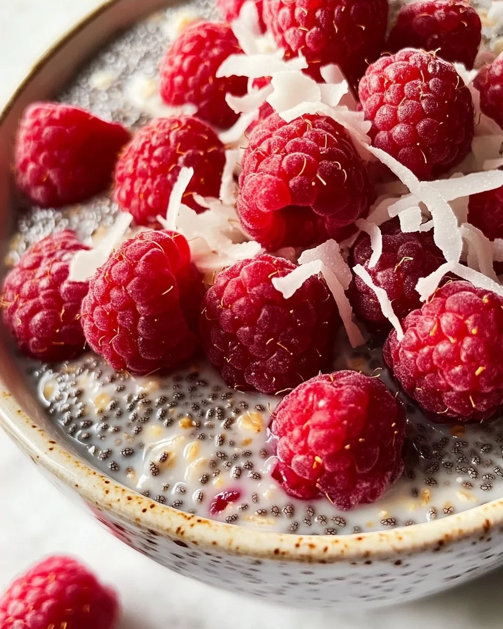 Chia Overnight Oats mit Himbeeren