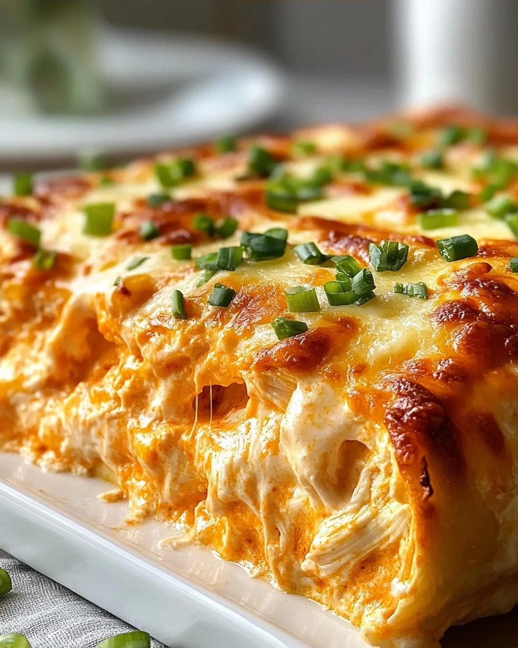 Cremiger Buffalo Hähnchen Käse Auflauf – Einfach & Lecker!