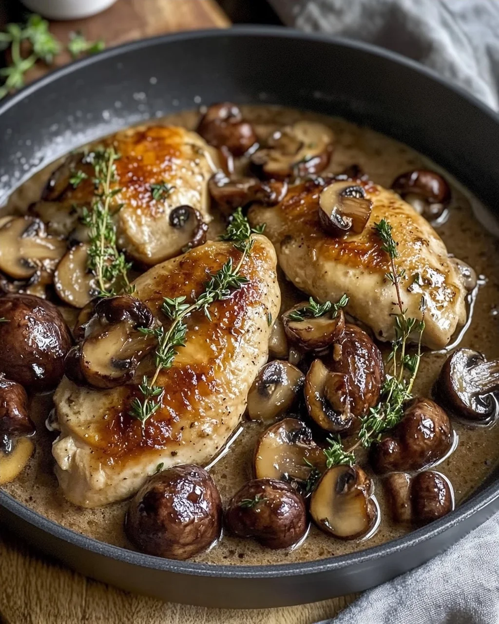 Cremiges Marsala-Hähnchen mit Balsamico Pilzen
