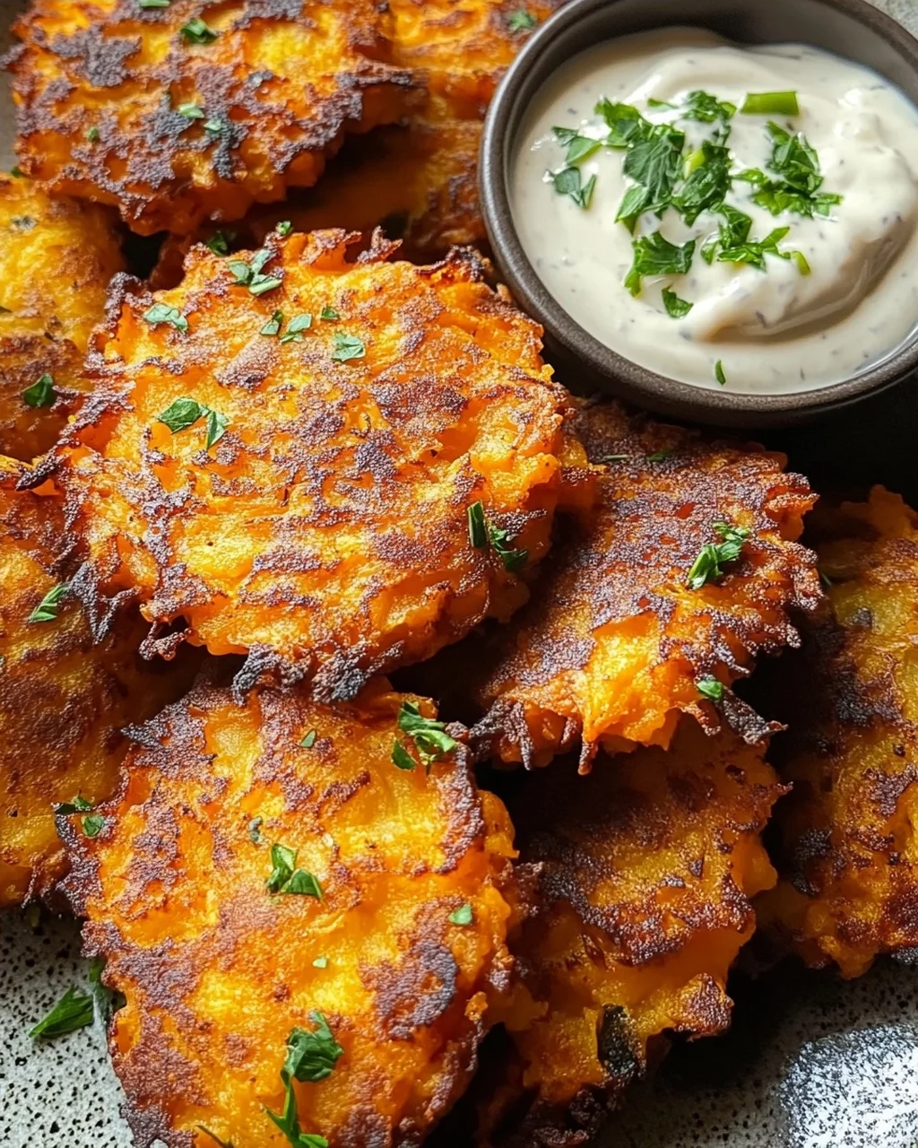 Crispy Butternut Squash Fritters mit Knoblauchdip Rezept