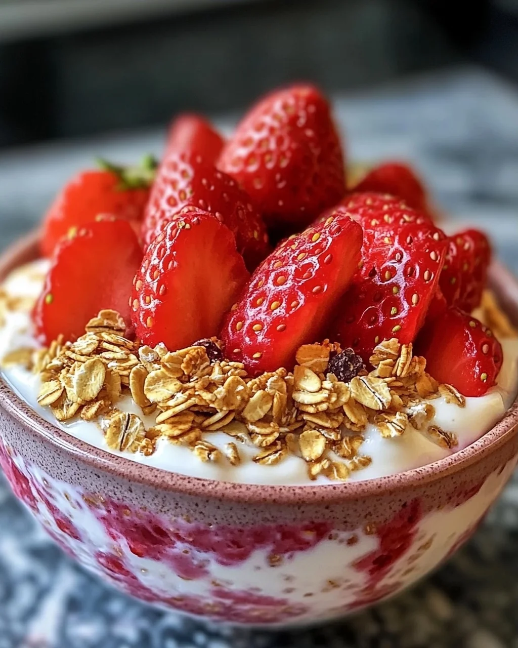 Erdbeeren und Sahne Übernacht-Haferflocken Genuss