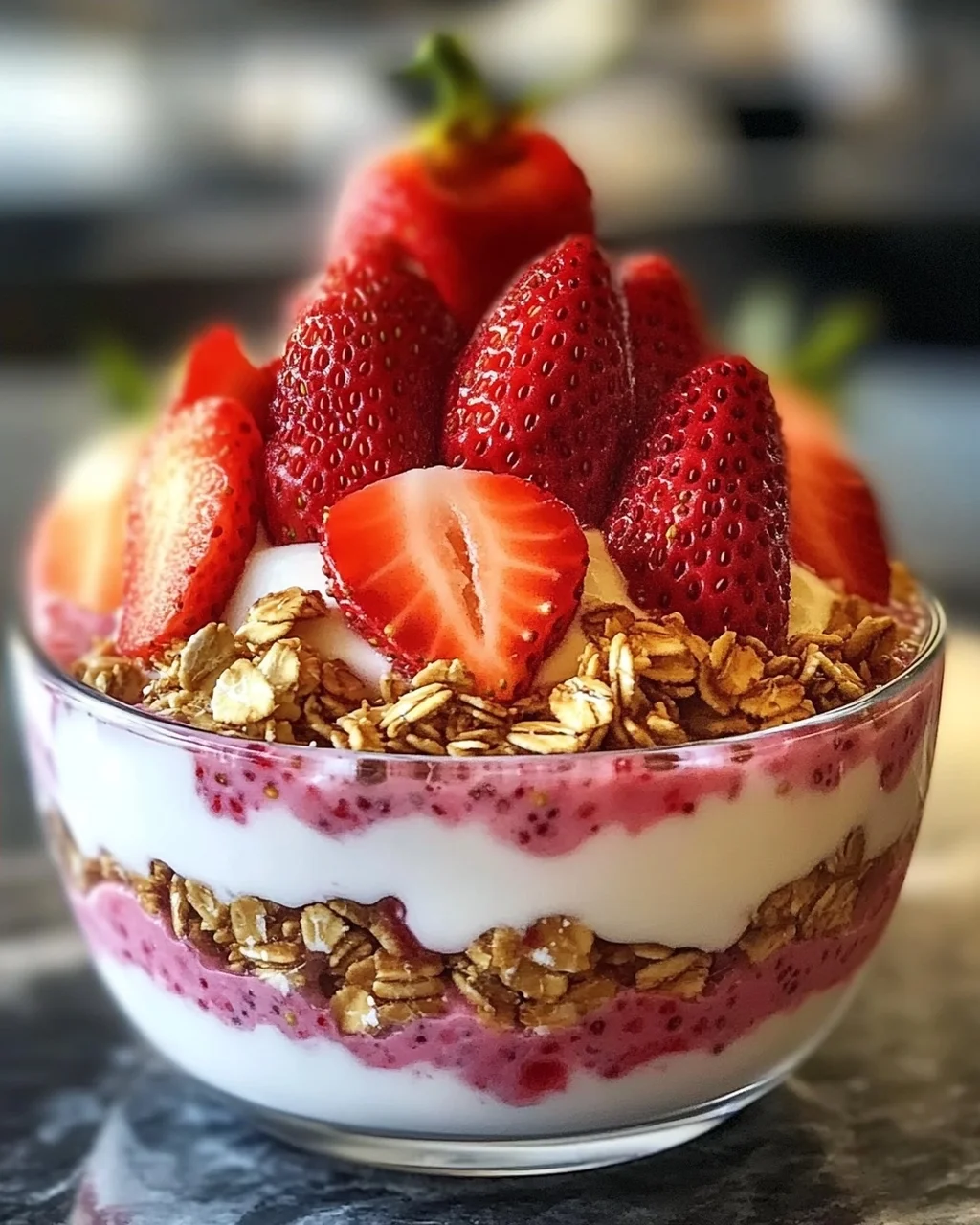 Erdbeeren und Sahne Übernacht-Haferflocken Genuss