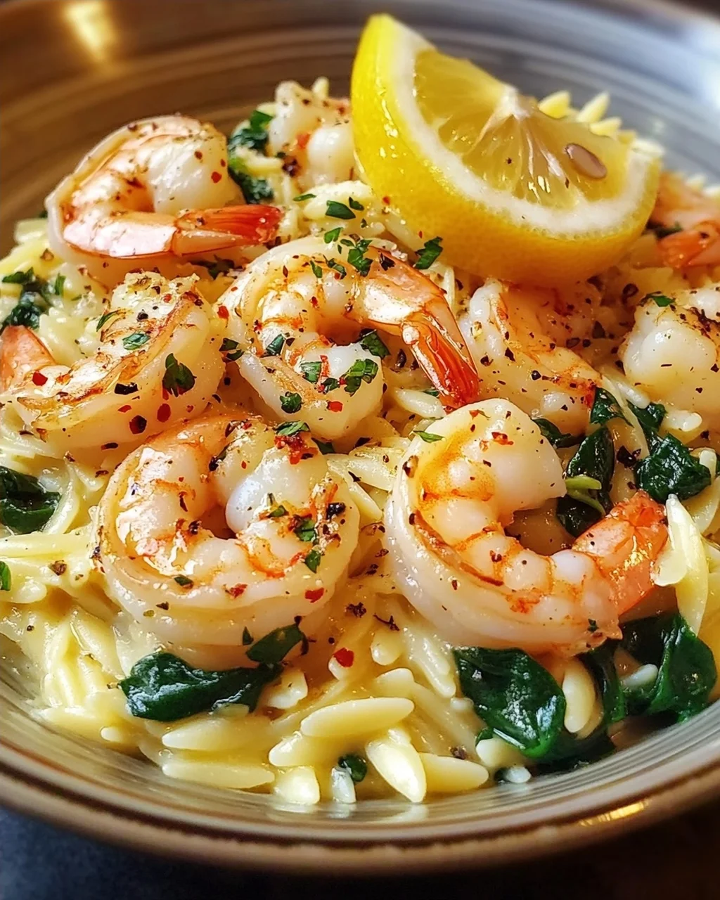 Garnelen-Orzo in Zitronen-Knoblauch-Sauce