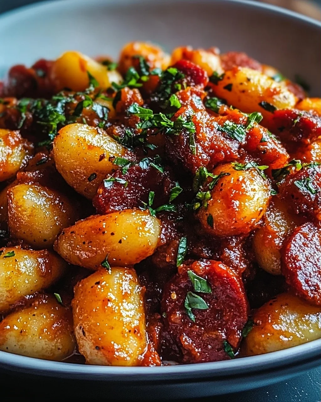 Gnocchi mit Chorizo und cremiger Harissa-Sauce
