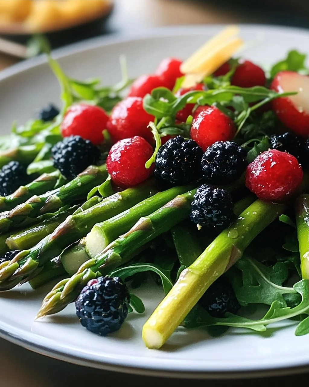 Grüner Spargel Salat Mit Erdnon-alcoholic beeren & Rucola