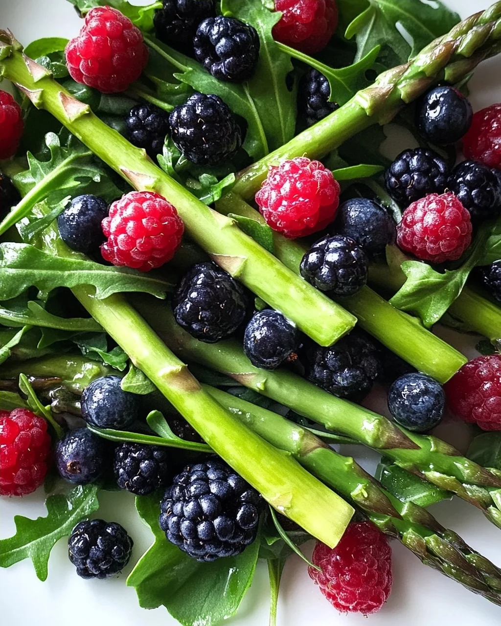 Grüner Spargel Salat Mit Erdnon-alcoholic beeren & Rucola
