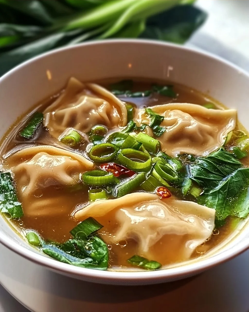 Hähnchen Ingwer Wonton Suppe: Herzhaft & Lecker mit Pak Choi!