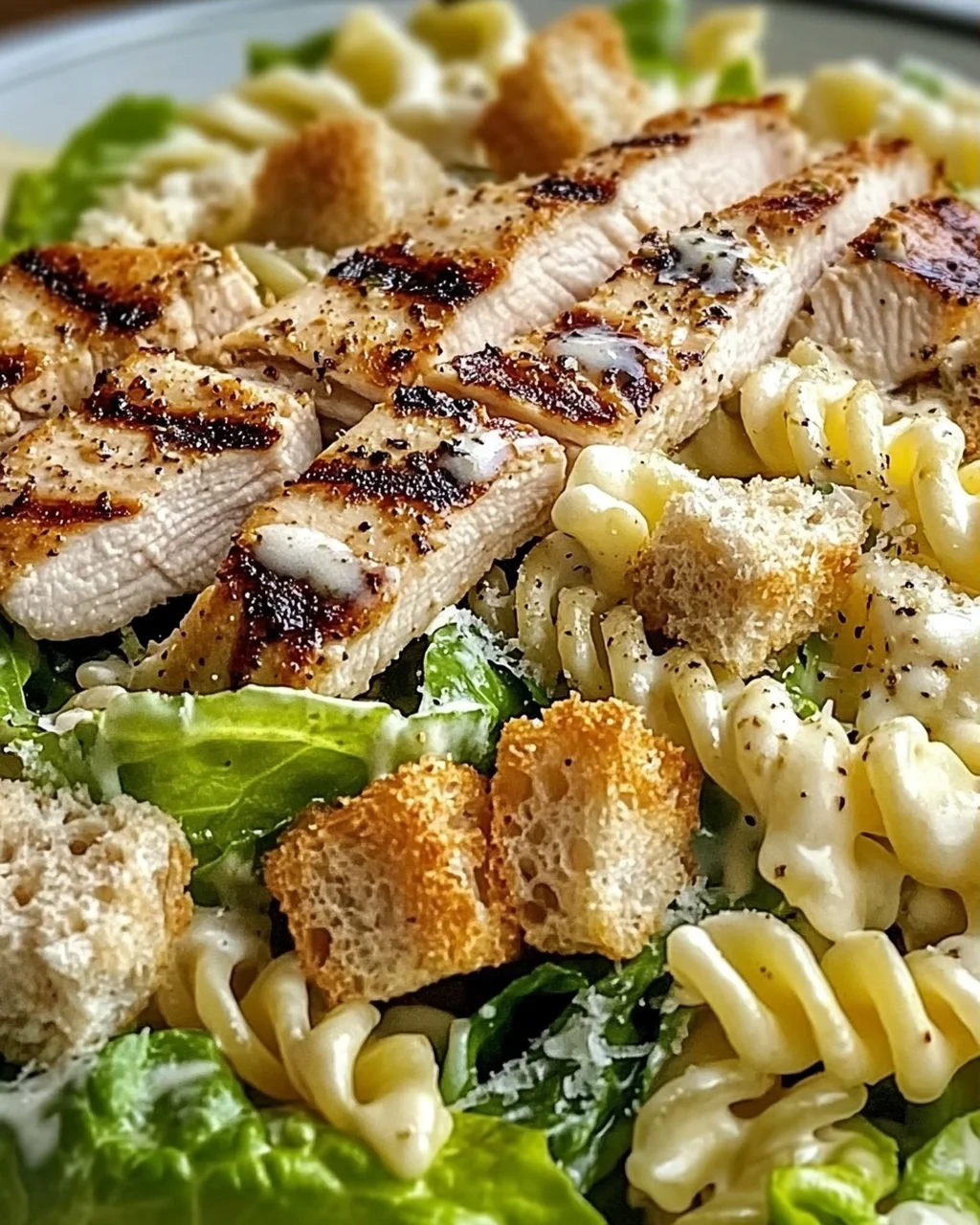 Hühnchen Caesar Pasta Salat für jeden Tag