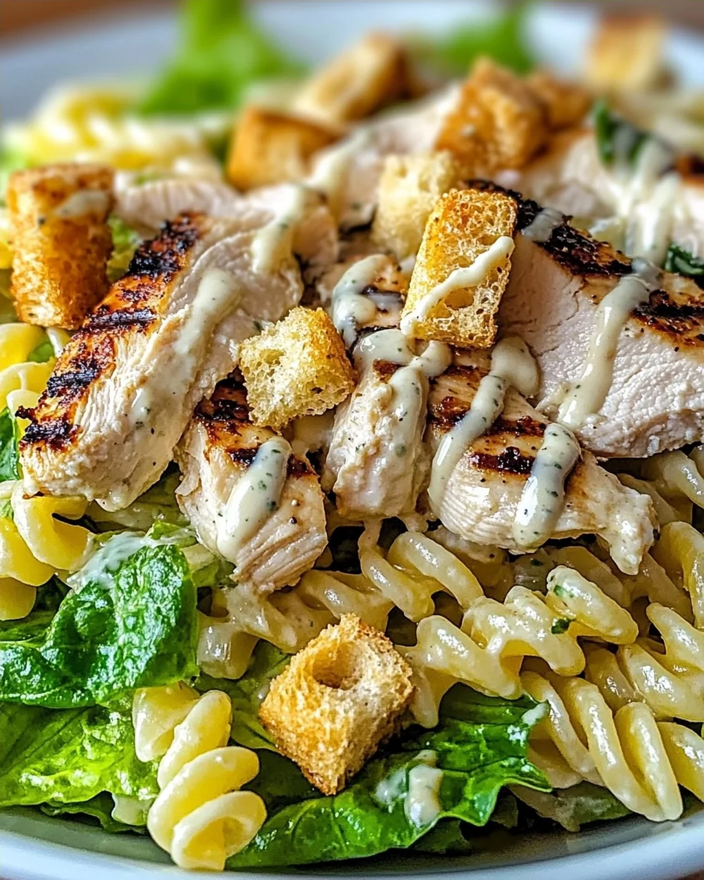Hühnchen Caesar Pasta Salat für jeden Tag