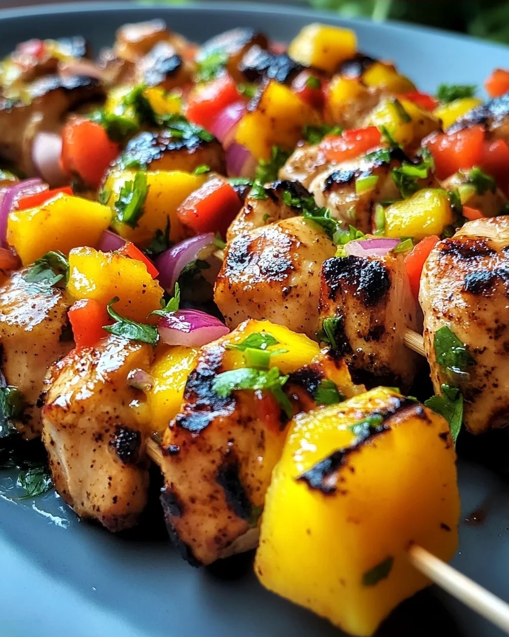 Karibische Hähnchenspieße mit Mango-Salsa