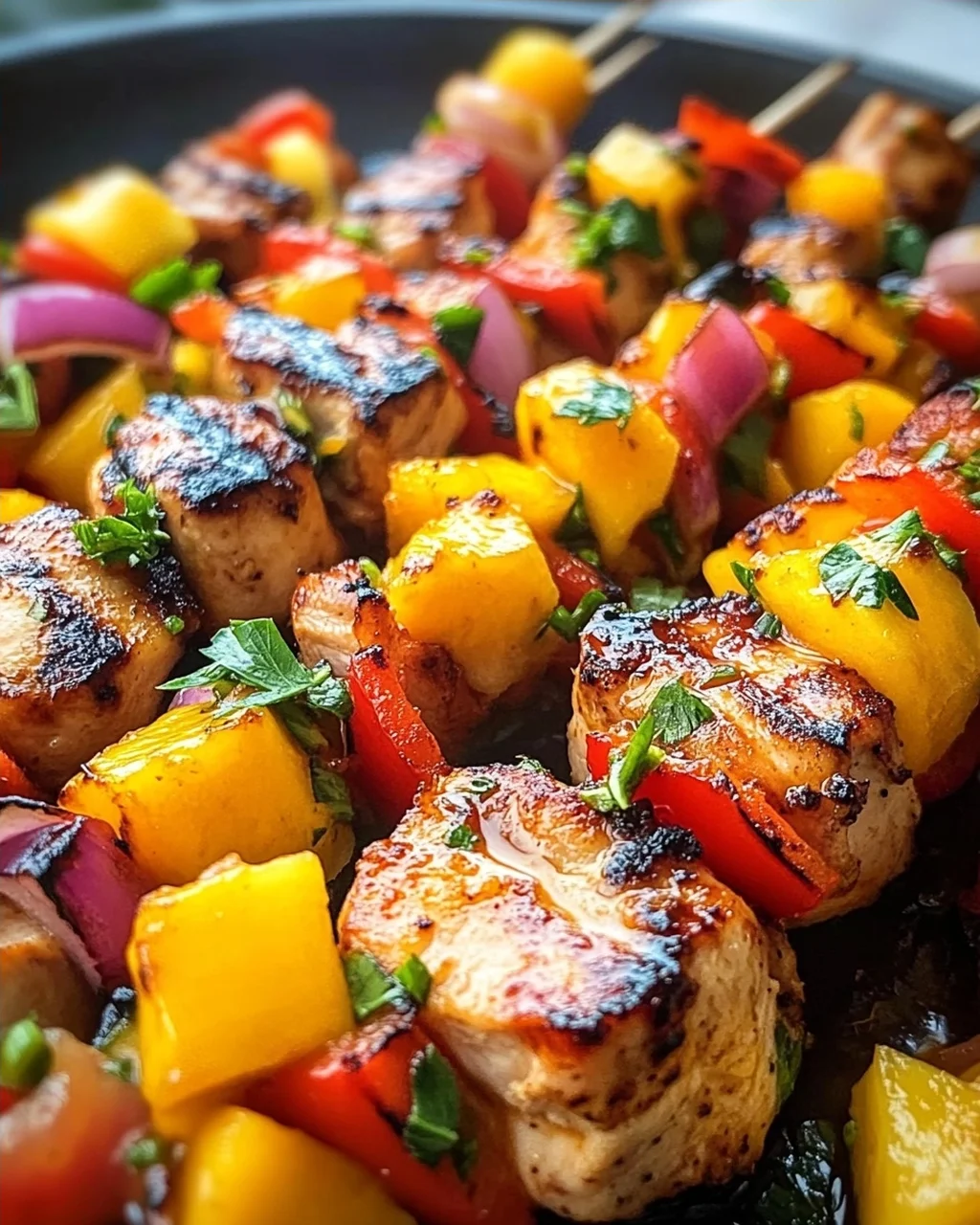 Karibische Hähnchenspieße mit Mango-Salsa