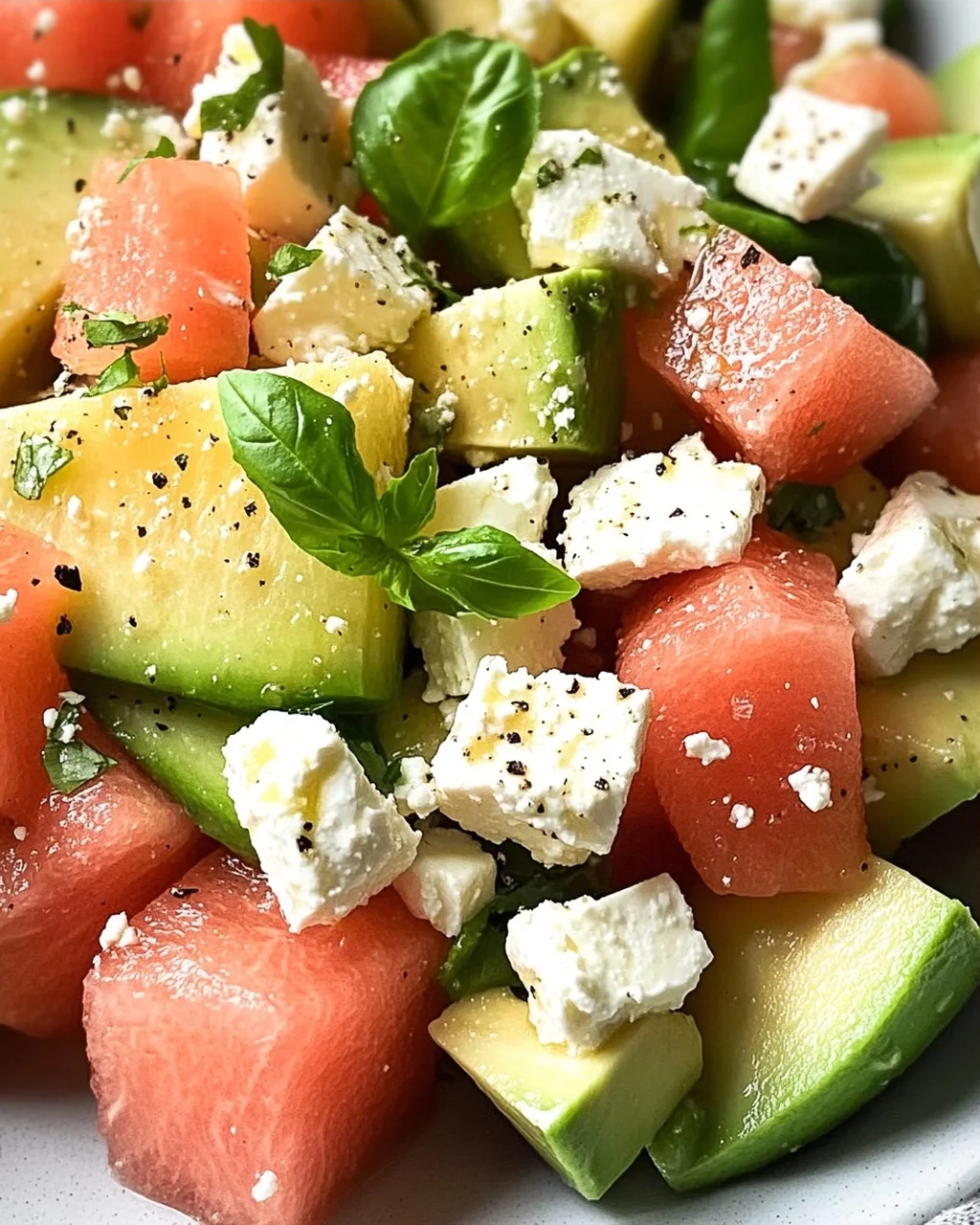 Melonen Feta Salat mit Avocado