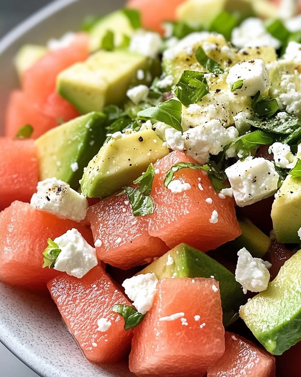 Melonen Feta Salat mit Avocado