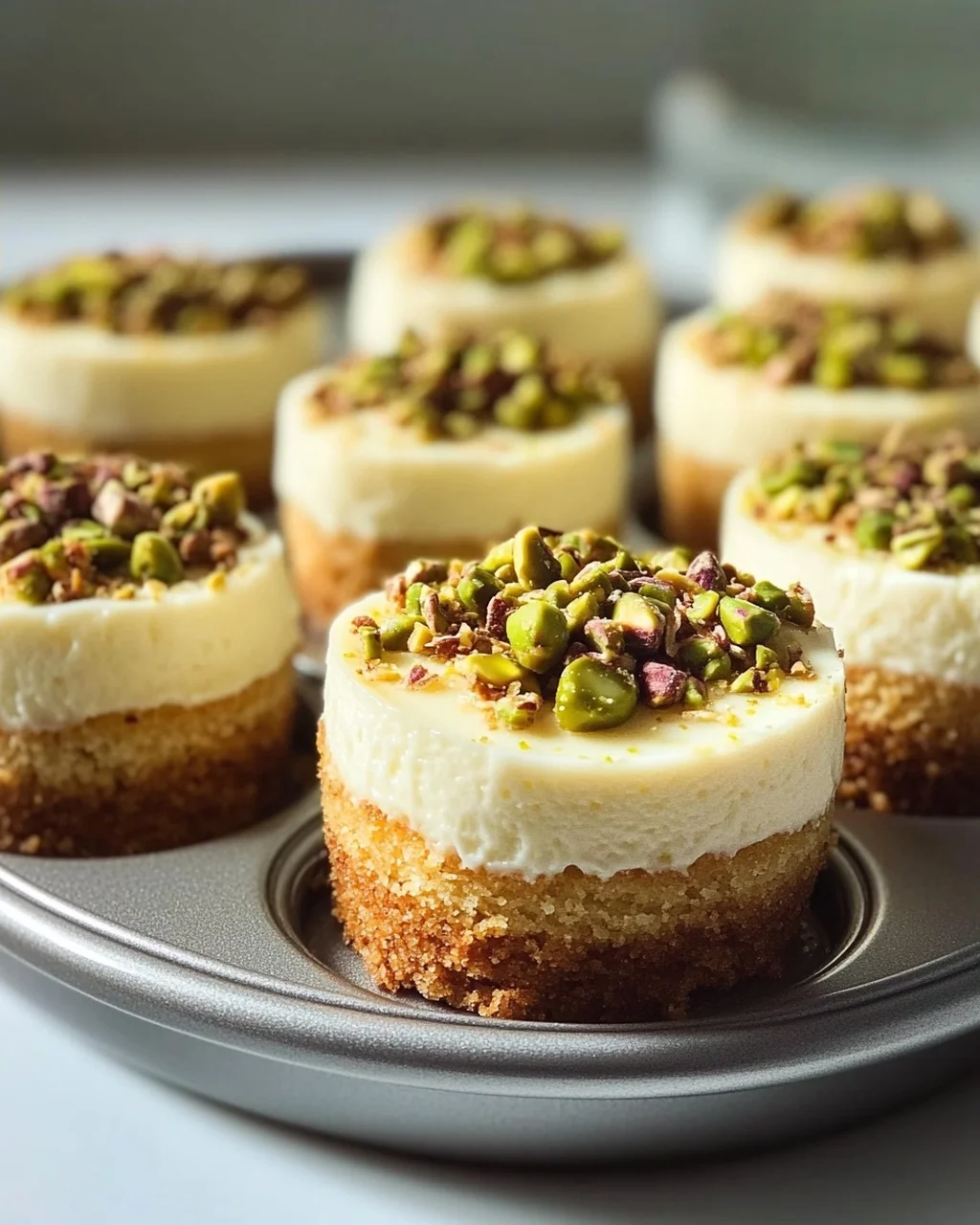 Mini Pistazien-Cheesecakes: Einfach aus der Muffinform