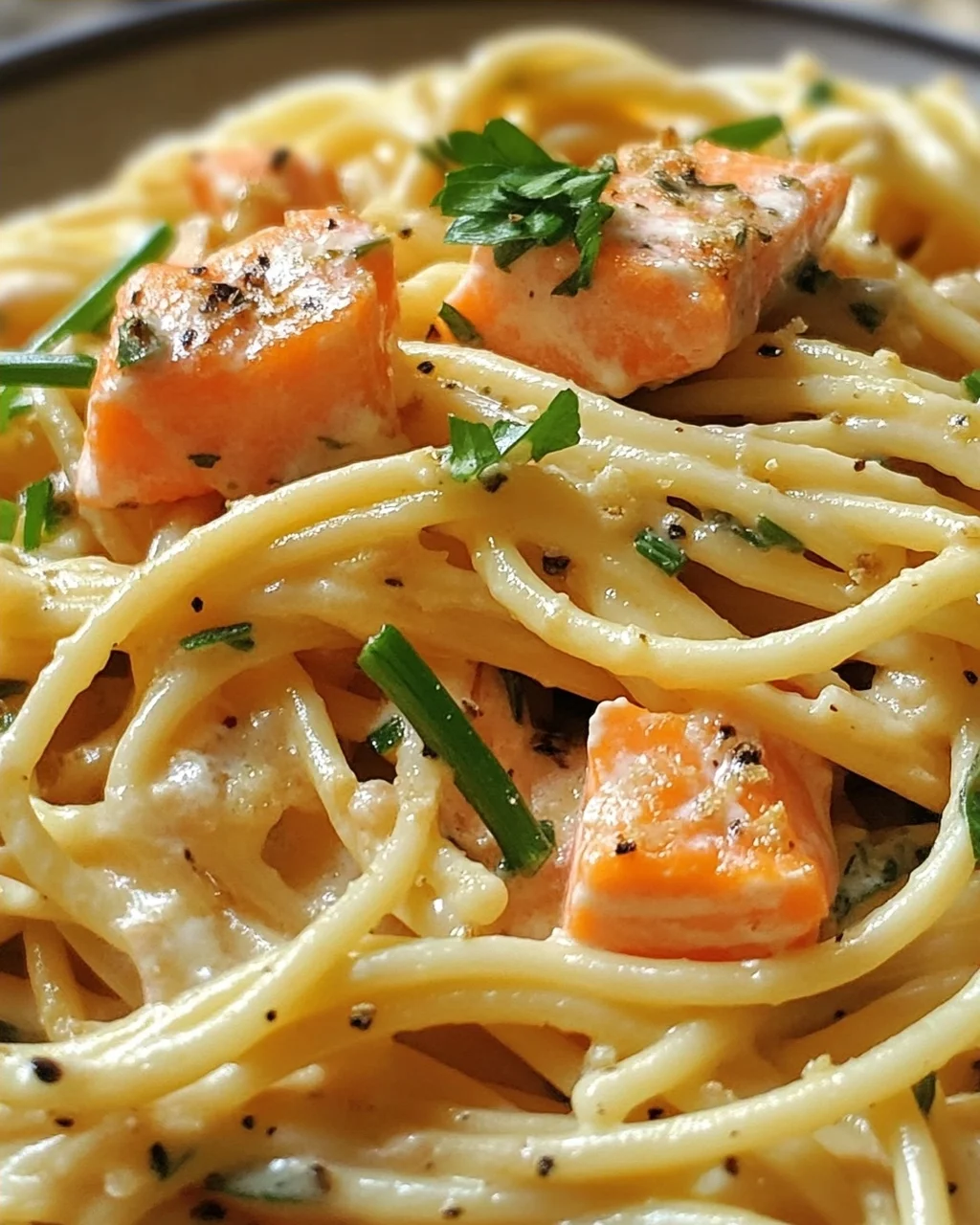 Orangen Lachs Pasta
