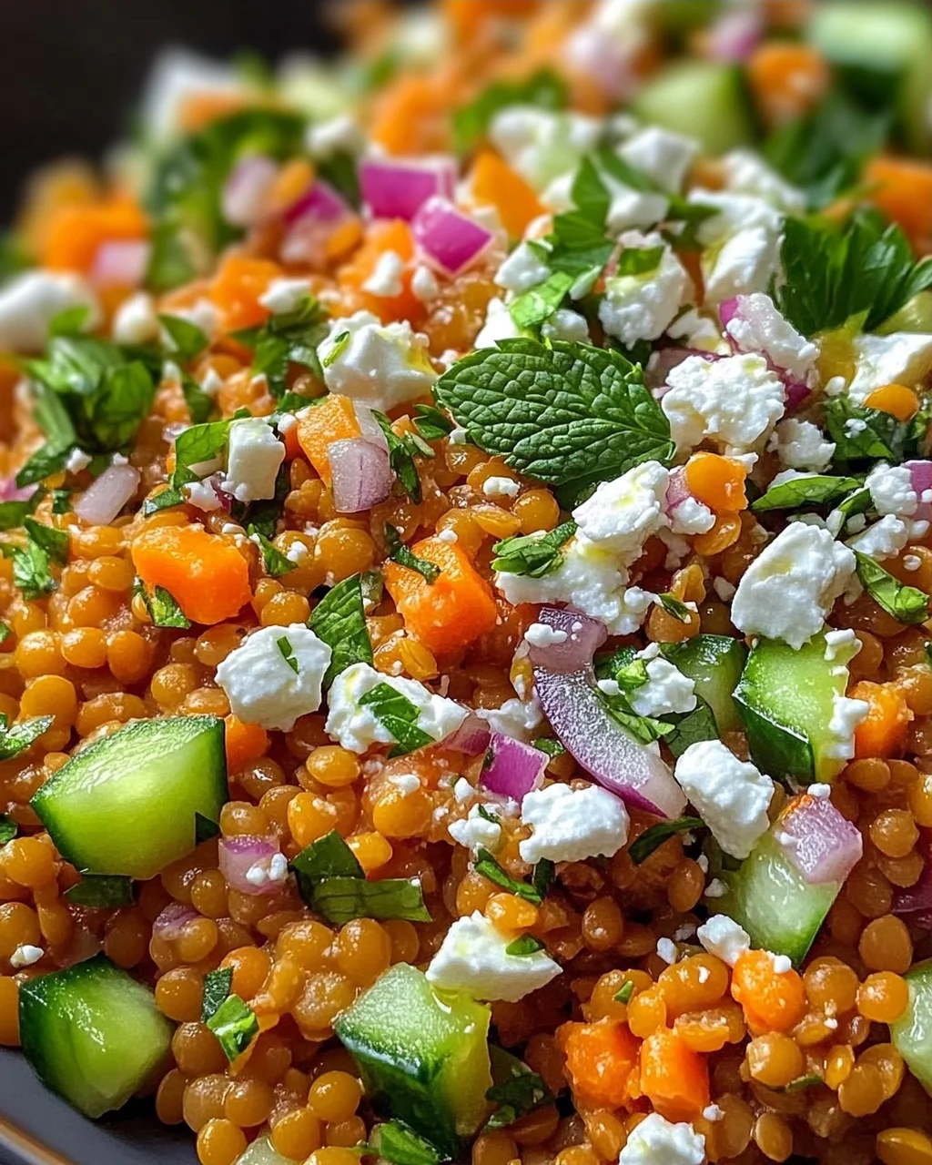 Orientalischer Rote Linsensalat mit Feta