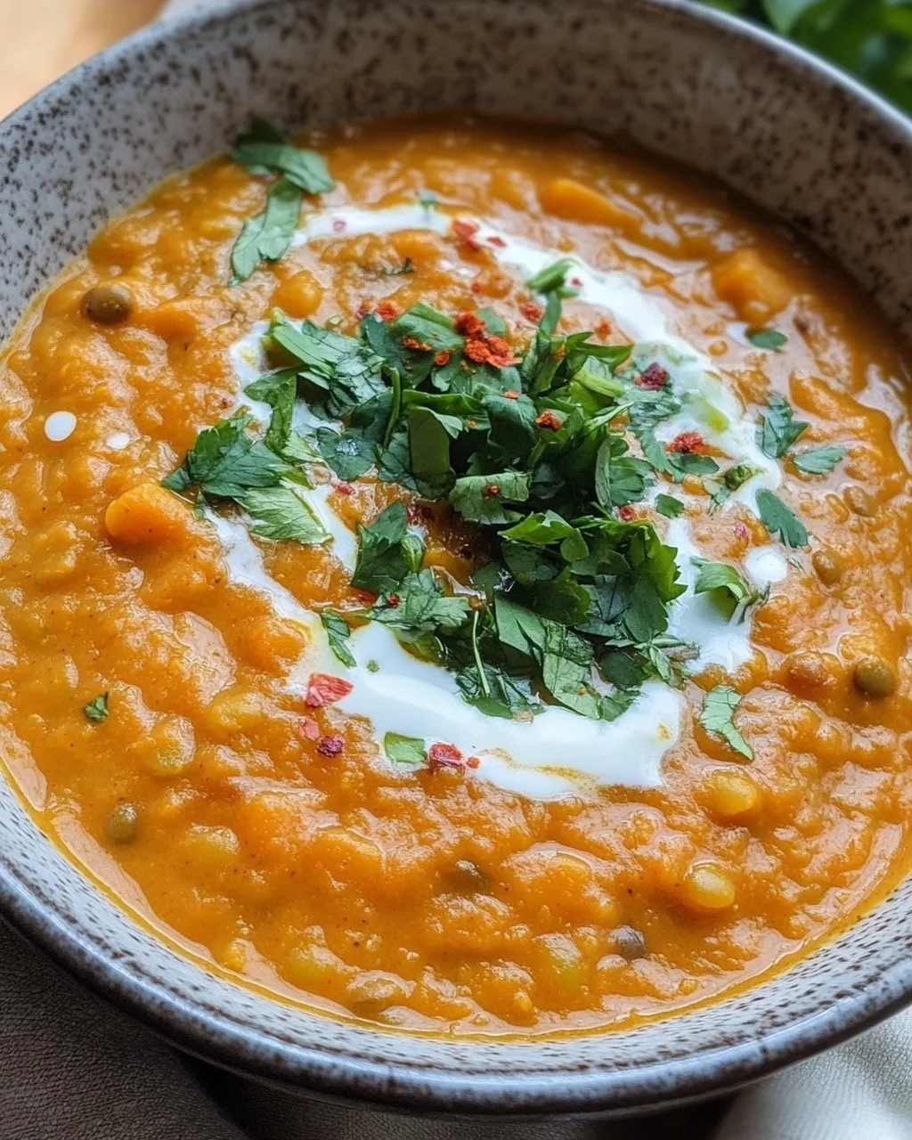 Rote Linsensuppe mit Süßkartoffeln