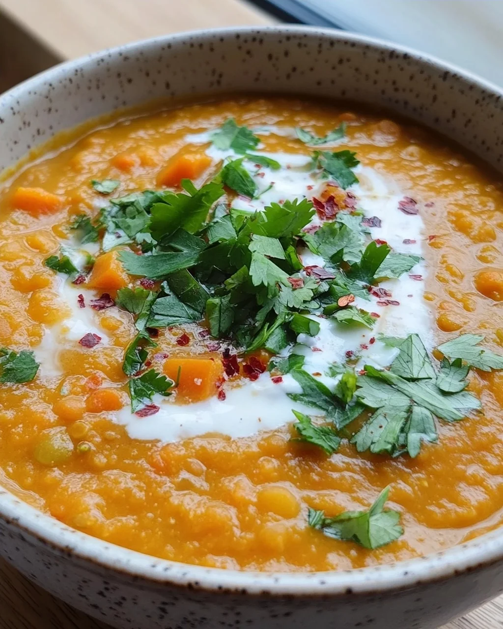 Rote Linsensuppe mit Süßkartoffeln