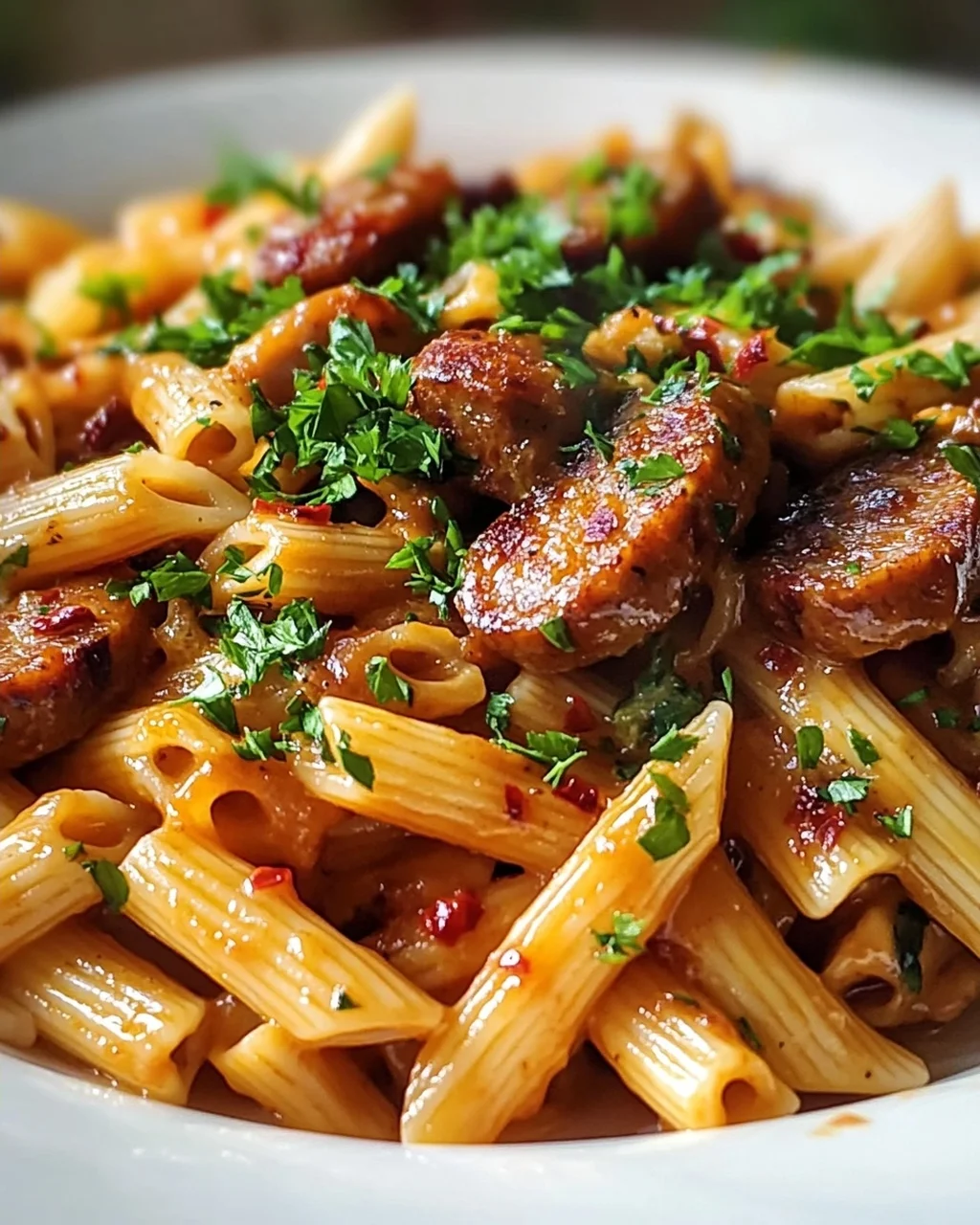 Scharfe Honig BBQ Wurst Pasta aus einer Pfanne – Schnell & Lecker!