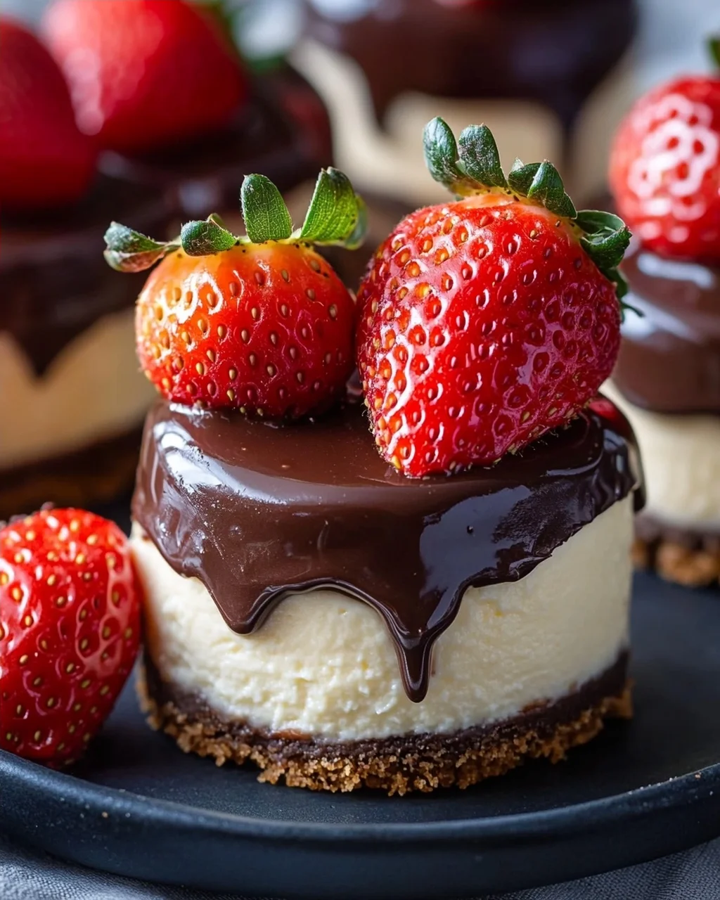 Schokoladenüberzogene Erdbeer-Cheesecakes – Genuss pur!
