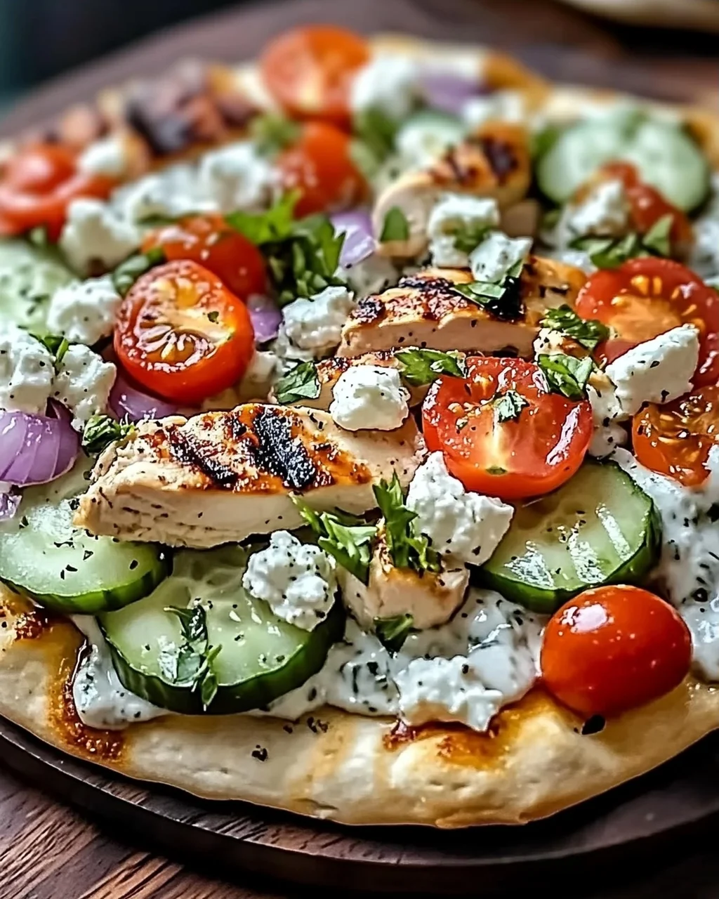 Tzatziki Hähnchen Pizza: Mediterranes Genussfeuer