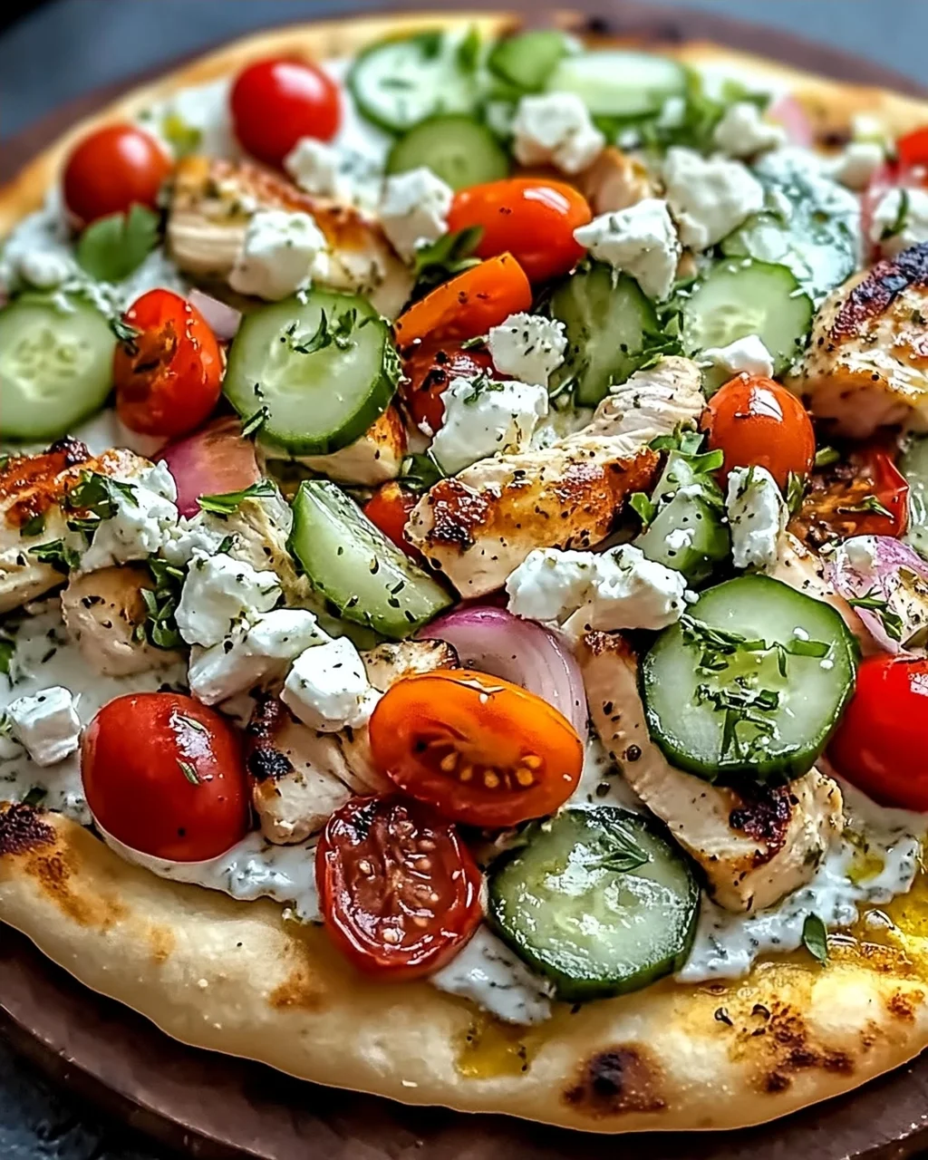 Tzatziki Hähnchen Pizza: Mediterranes Genussfeuer