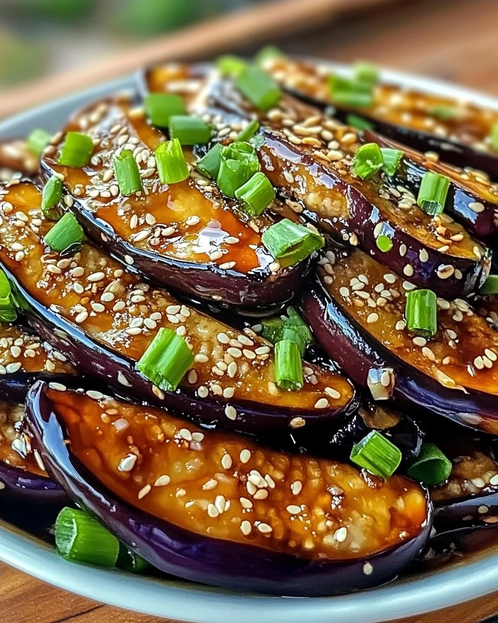 Unwiderstehlicher Klebriger Knoblauch-Aubergine Genuss