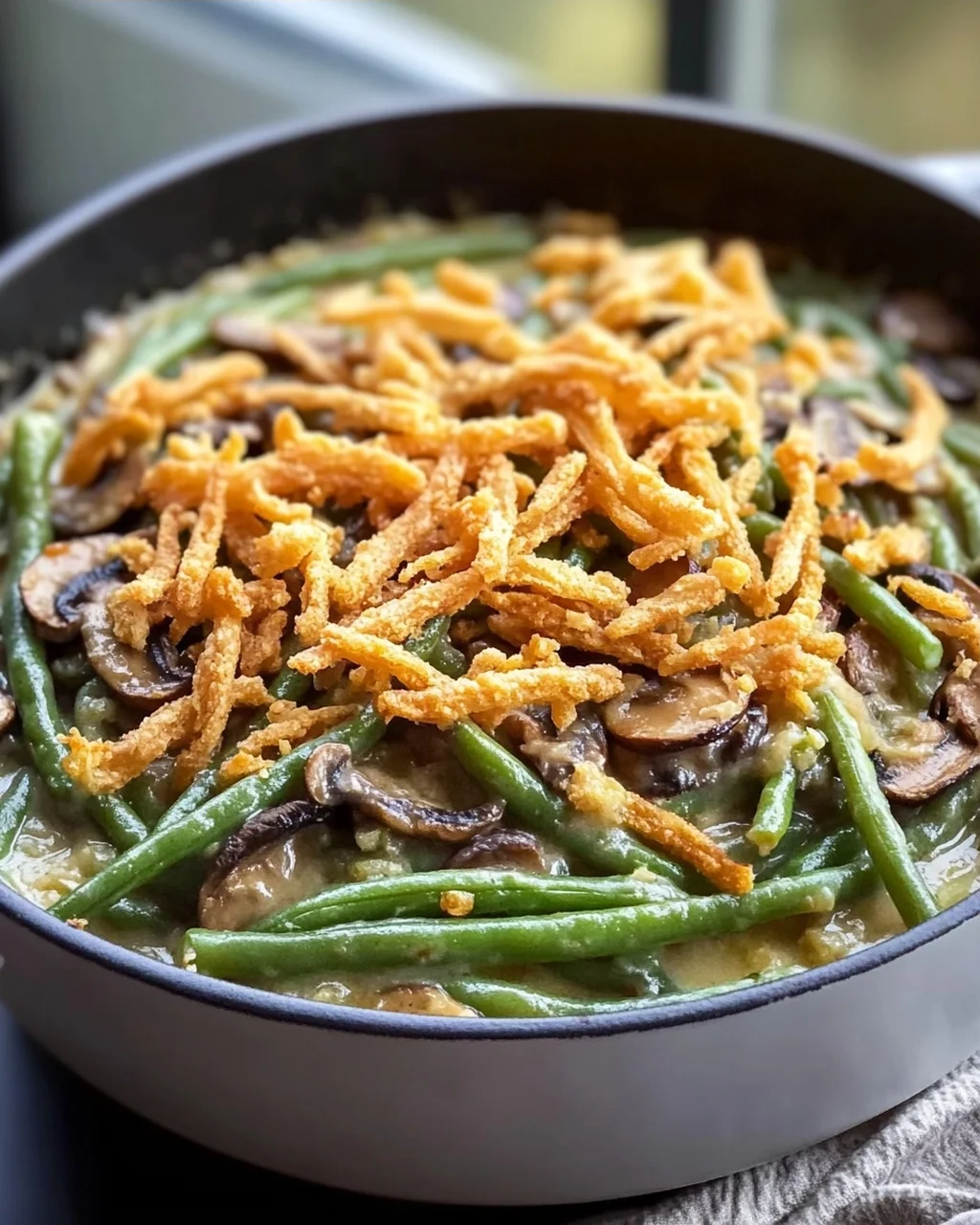 Vegane grüne Bohnenauflauf