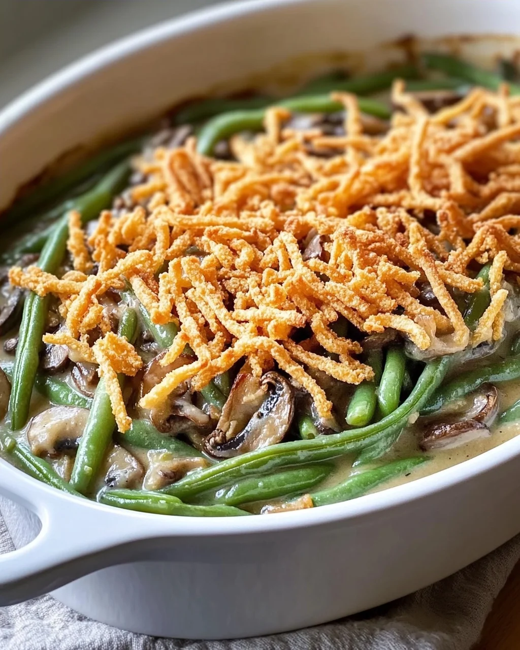 Vegane grüne Bohnenauflauf