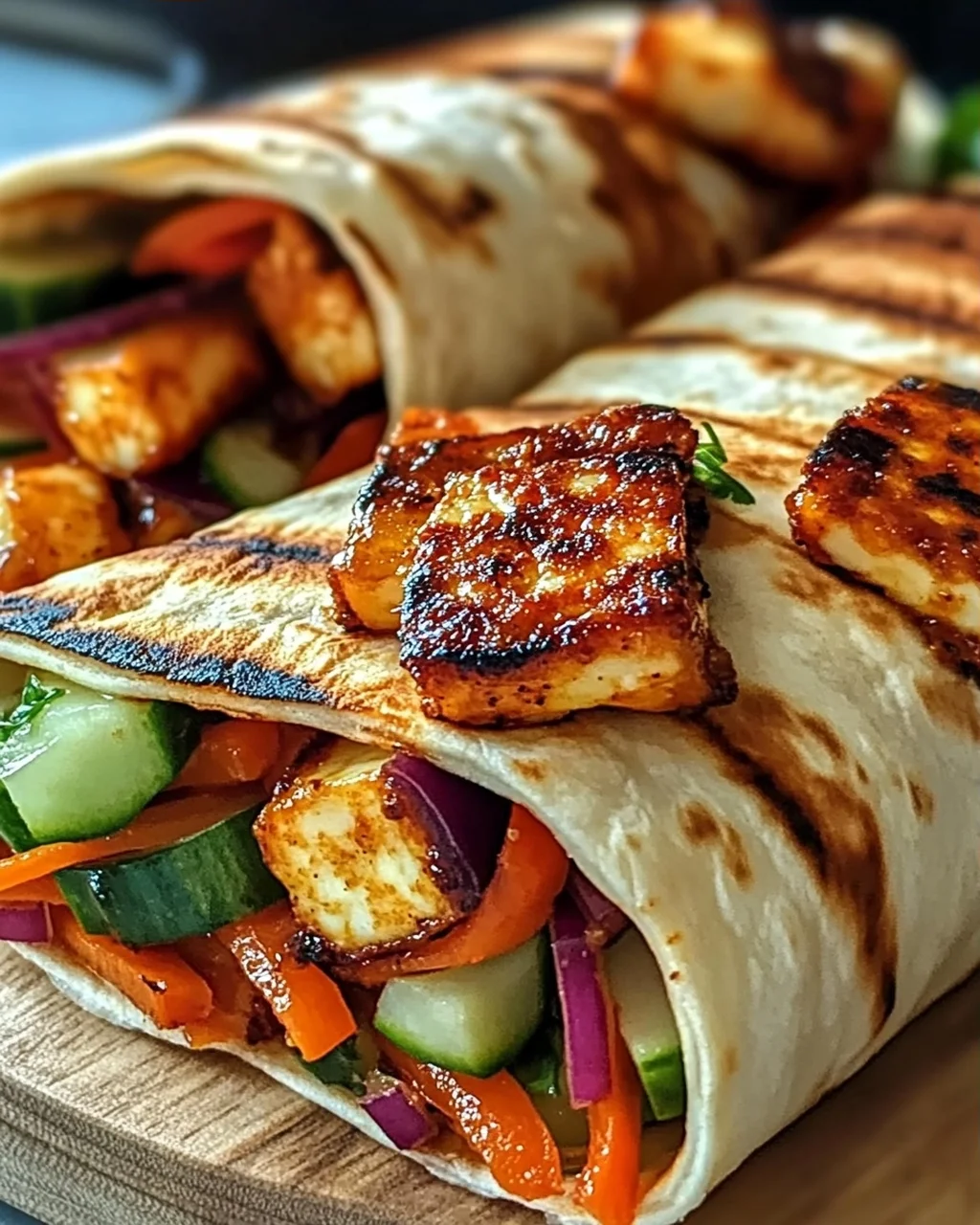 Vegetarische Süß-Chili-Halloumi-Wraps für deinen Genuss